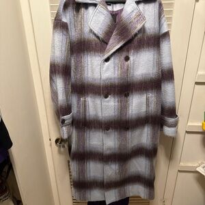 Plaid Double-Breasted Men's Coat